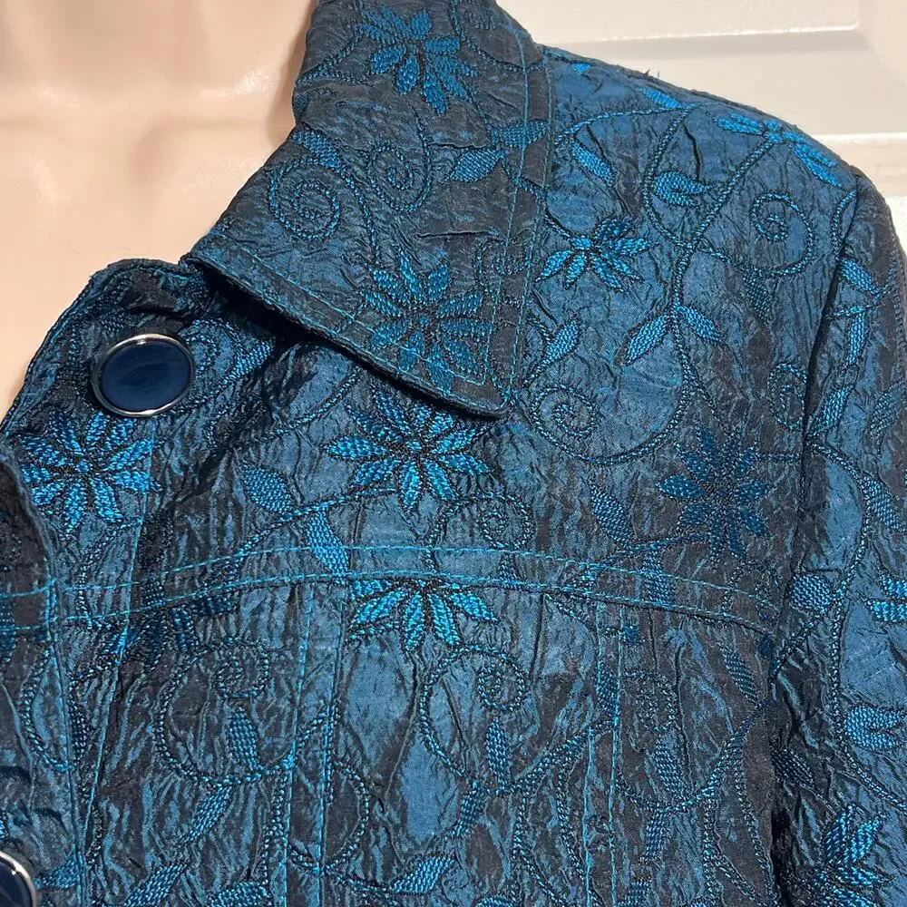 Vintage Erin London Blue Turquoise Blazer, Women's Size S
